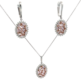 Колие и обеци с розов топаз и диаманти