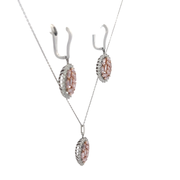 Колие и обеци с розов топаз и диаманти