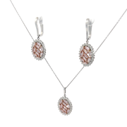 Колие и обеци с розов топаз и диаманти