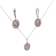 Колие и обеци с розов топаз и диаманти