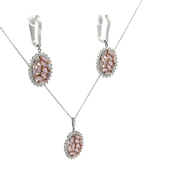 Колие и обеци с розов топаз и диаманти