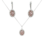 Колие и обеци с розов топаз и диаманти