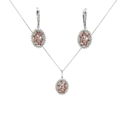 Колие и обеци с розов топаз и диаманти