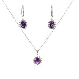 Колие и обеци с аметист и диаманти