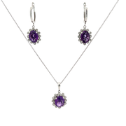 Колие и обеци с аметист и диаманти