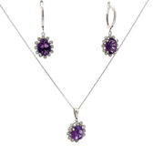 Колие и обеци с аметист и диаманти