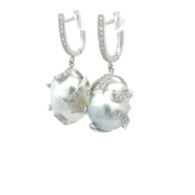 Обеци и колие с перла и диаманти 18k
