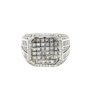 Пръстен с диаманти бяло злато 18к