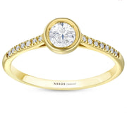 Годежен пръстен с кръгъл обков на диаманта