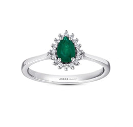Диамантен пръстен с капковиден изумруд