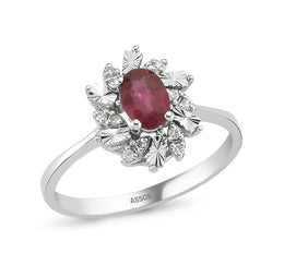 Диамантен пръстен Цвете от Рубин