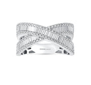 Диамантена халка с багетни диаманти, преплетен дизайн