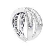 Диамантена халка с багетни диаманти, преплетен дизайн