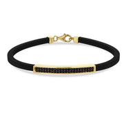 Мъжка златна гривна с кожа и оникс