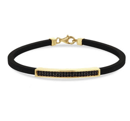 Мъжка златна гривна с кожа и оникс