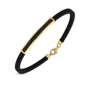 Мъжка златна гривна с кожа и оникс
