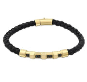 Мъжка гривна с кожа и златни елементи