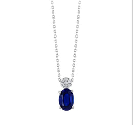Колие с Овален Сапфир и диаманти