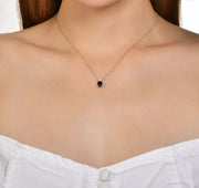 Колие с Овален Сапфир и диаманти