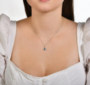 Колие със Син топаз и Диаманти