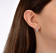 Диамантени обеци с багетни и кръгли диаманти