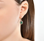 Обеци с Изумруд и бели диаманти