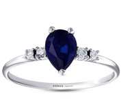 Пръстен с капковиден сапфир и диманти