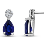 Обеци с капковиден сапфир и диаманти