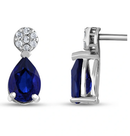 Обеци с капковиден сапфир и диаманти