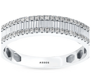 Диамантена халка с кръгли и багетни диаманти