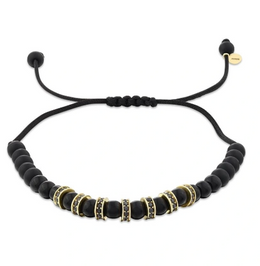 Мъжка гривна с вулканични камъни, оникс и златни елементи, 14 К