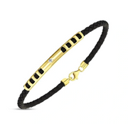 Мъжка гривна кожа с 14 К злато