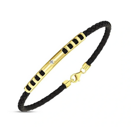 Мъжка гривна кожа с 14 К злато