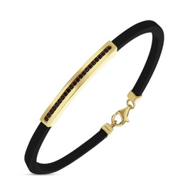 Мъжка гривна със златна плочка и черен оникс