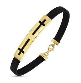 Мъжка златна гривна, плочка с 2 кръста