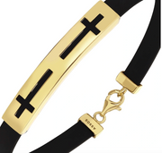 Мъжка златна гривна, плочка с 2 кръста