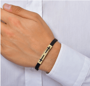 Мъжка златна гривна, плочка с 2 кръста