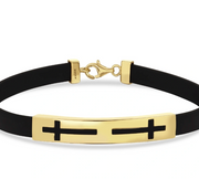 Мъжка златна гривна, плочка с 2 кръста