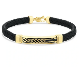 Мъжка златна гривна черен емайл и оникс