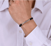 Мъжка златна гривна черен емайл и оникс