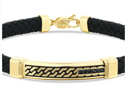 Мъжка златна гривна черен емайл и оникс